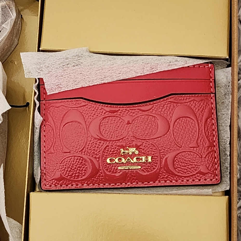 COACH Boxed Anna Foldover Clutch Crossbody And Card Set In Signature Leather - Picture 6 of 10